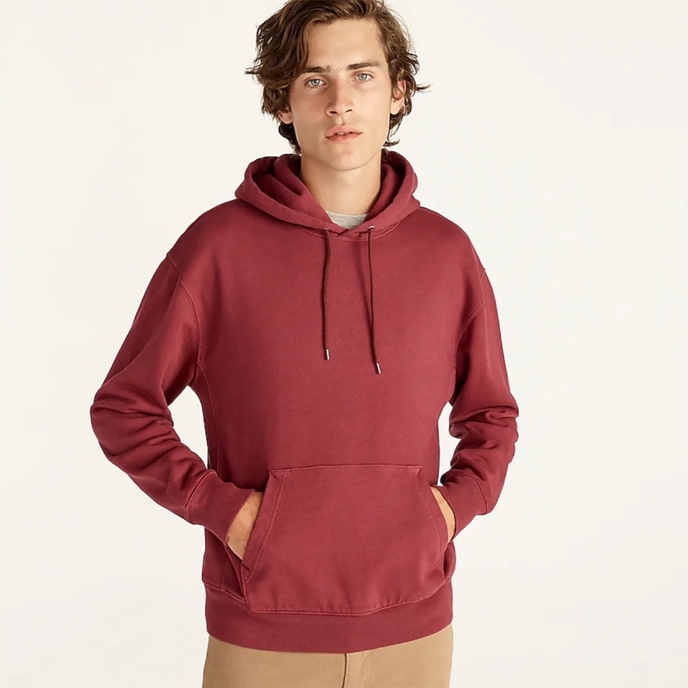 J Crew Maroon French Terry Hoodie Sweatshirt